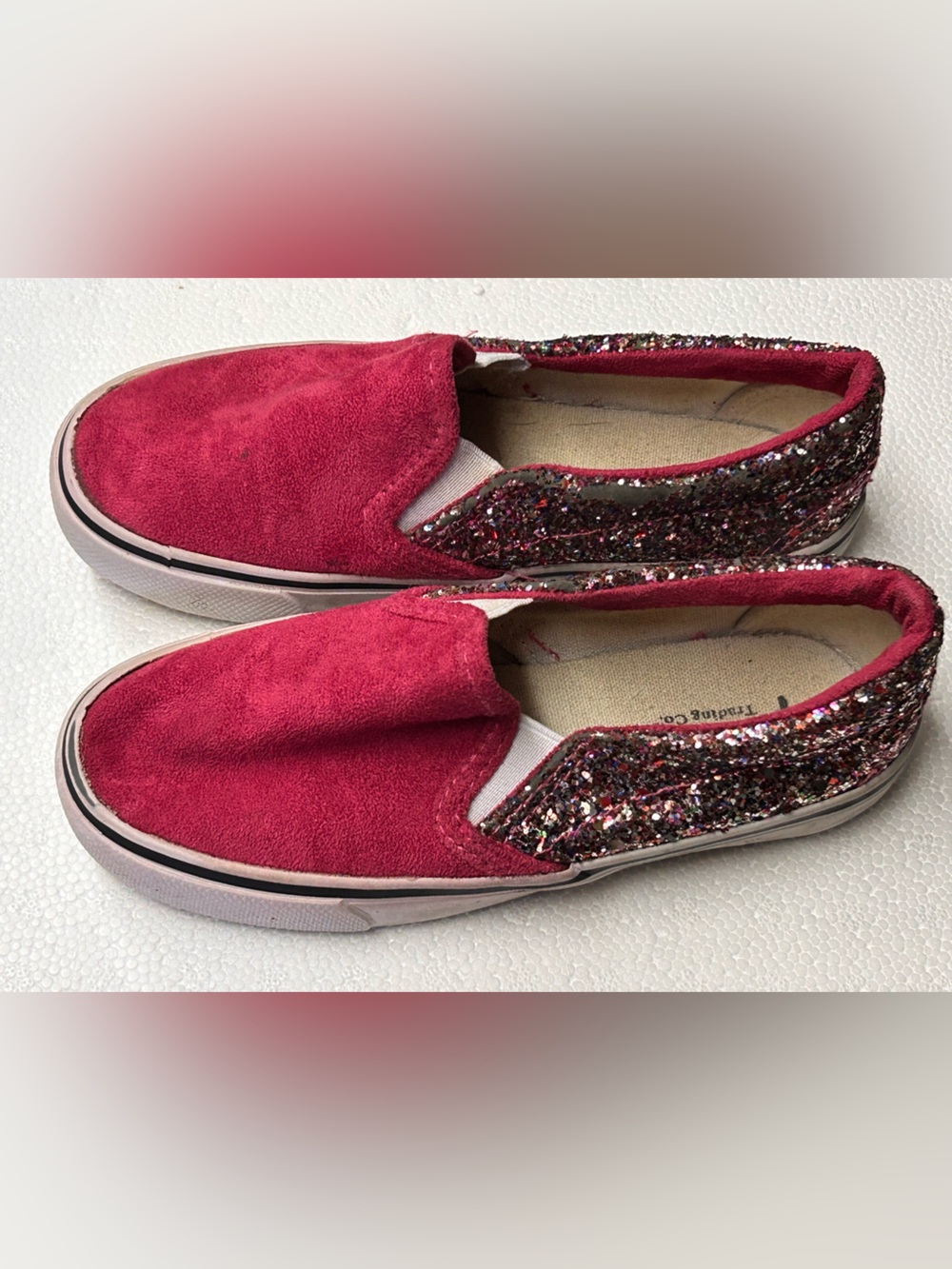 Austin Trading Co Kids Slip On Shoes Size 13 Girls Fuschia Pink Glitter Sparkle